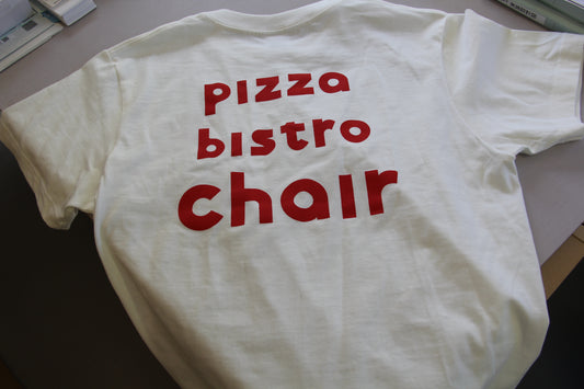 創業記念限定Tシャツ 背面デザイン pizza bistro chair 田中ろこ コラボ