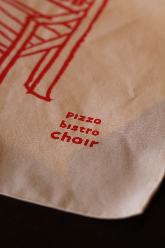 創業記念限定トートバッグ A4対応 pizza bistro chair コラボ ロゴ部分